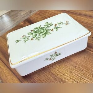 Vintage Hollohaza Porcelain Floral Trinket Dish